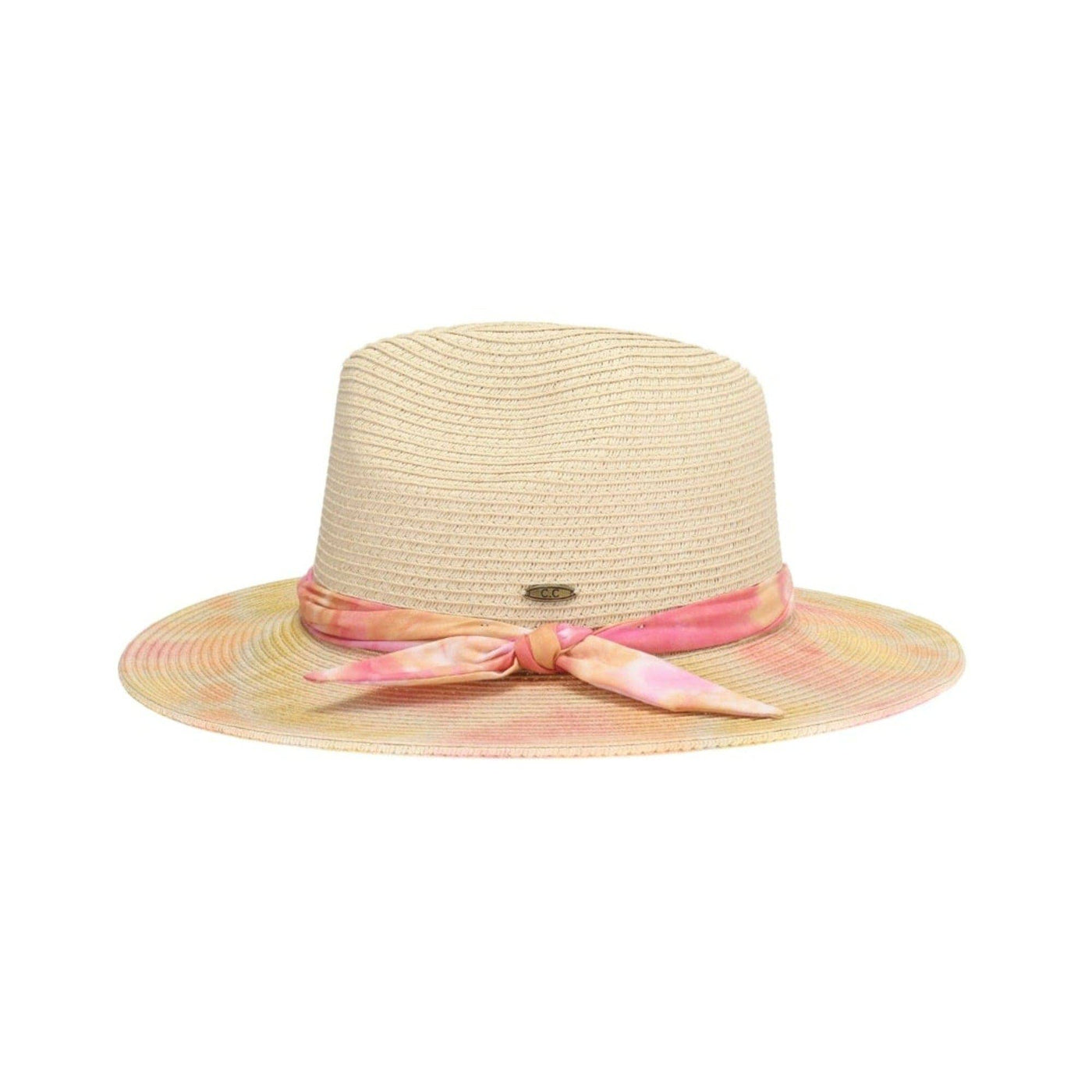 Veda Tie Dye Brim Panama Hat: Pink