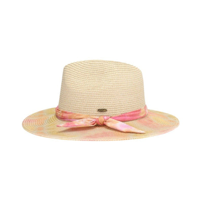 Veda Tie Dye Brim Panama Hat: Pink