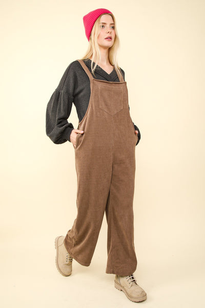 Soft Corduroy Straight Leg Overall Jumpsuit