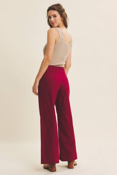 OLIVE WIDE-LEG ANKLE LENGTH PANTS