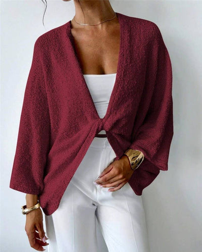 Cozy V-Neck Crossover Knit Cardigan Top