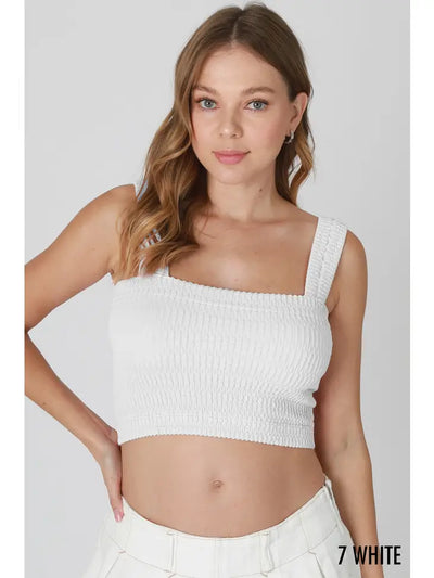 Shirred Square Neck Crop Top