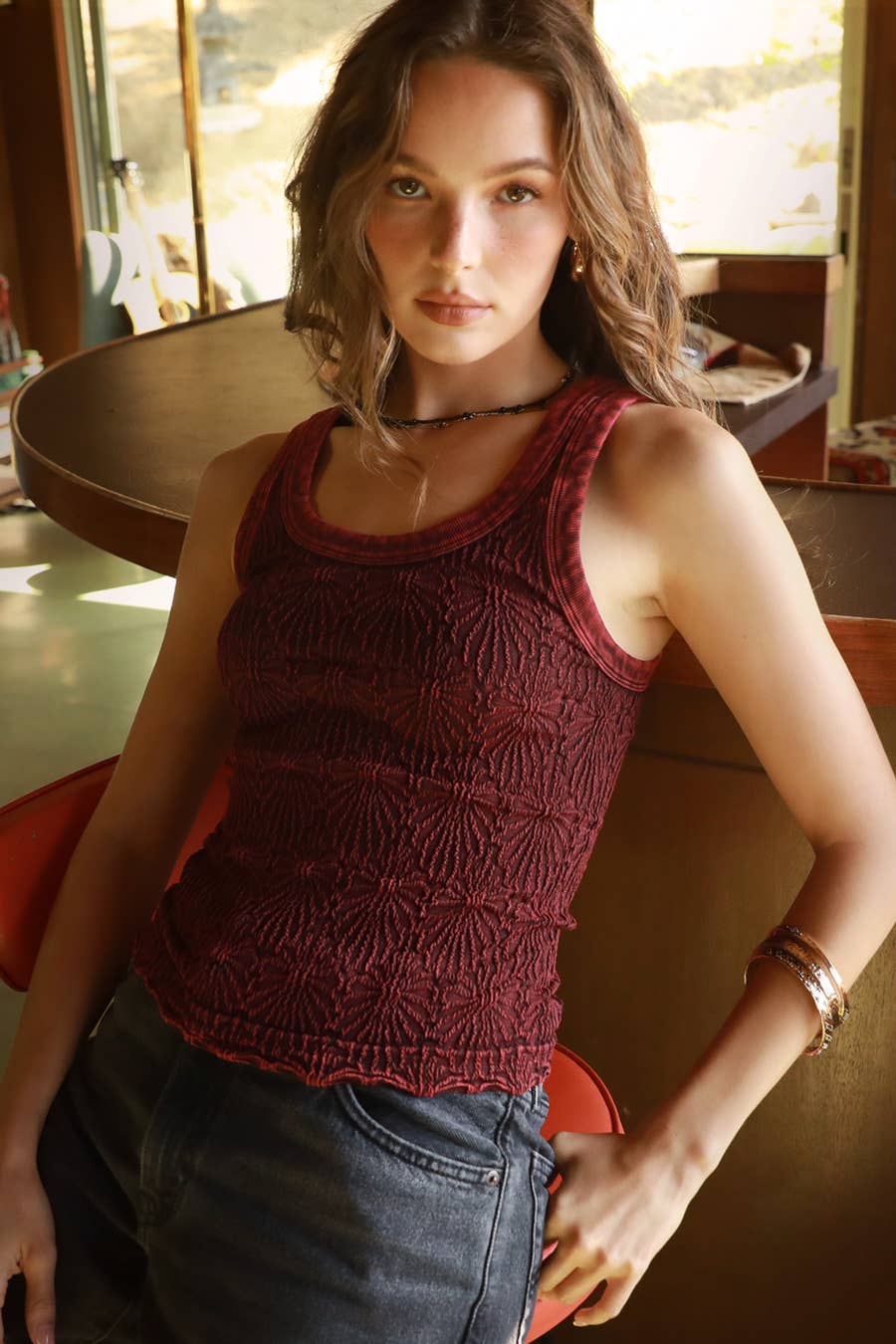 Vintage Reversible Lace Top: Vintage Ruby Wine OS