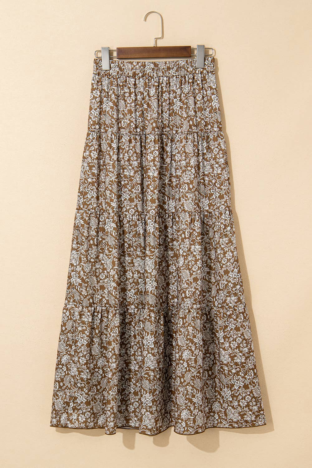 Western Floral Print High Waist Maxi Skirt