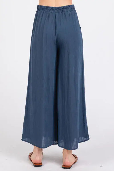 Woven Wide Leg Pull on Pants