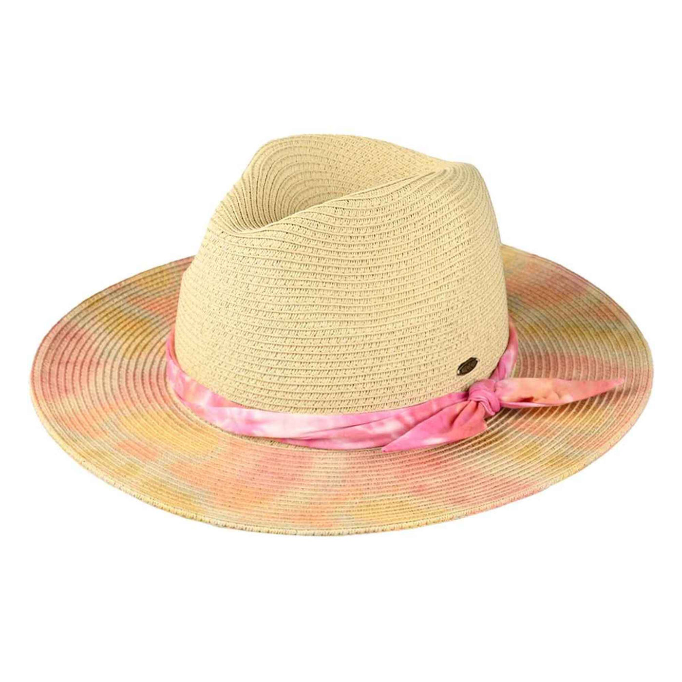 Veda Tie Dye Brim Panama Hat: Pink
