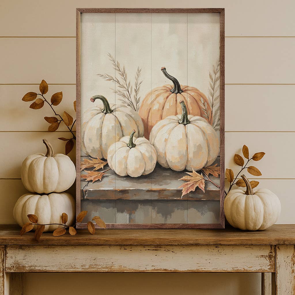 Pumpkins On Weathered Wood: 10x16