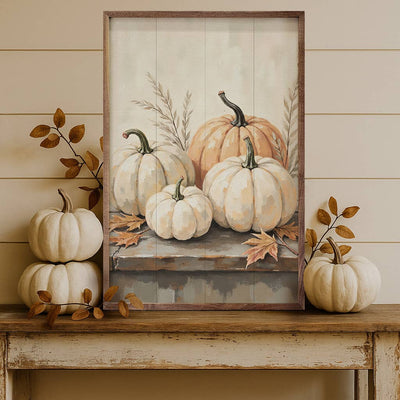 Pumpkins On Weathered Wood: 10x16