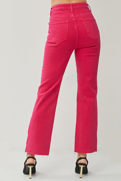 Fuchsia High Rise Straight Jeans