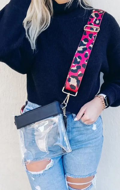 Game Day Clear Crossbody Bag/Clutch: Cow