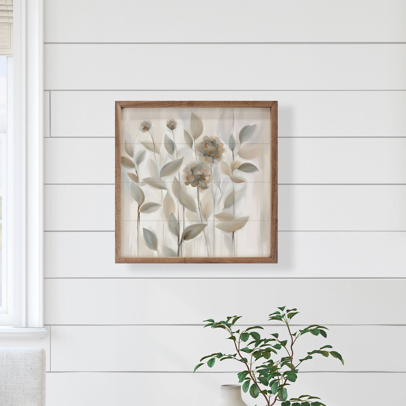 Flowers In Tan: 8 x 8 x 1.5