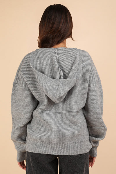 Cozy Oversized Knit Sweater Hoodie Top