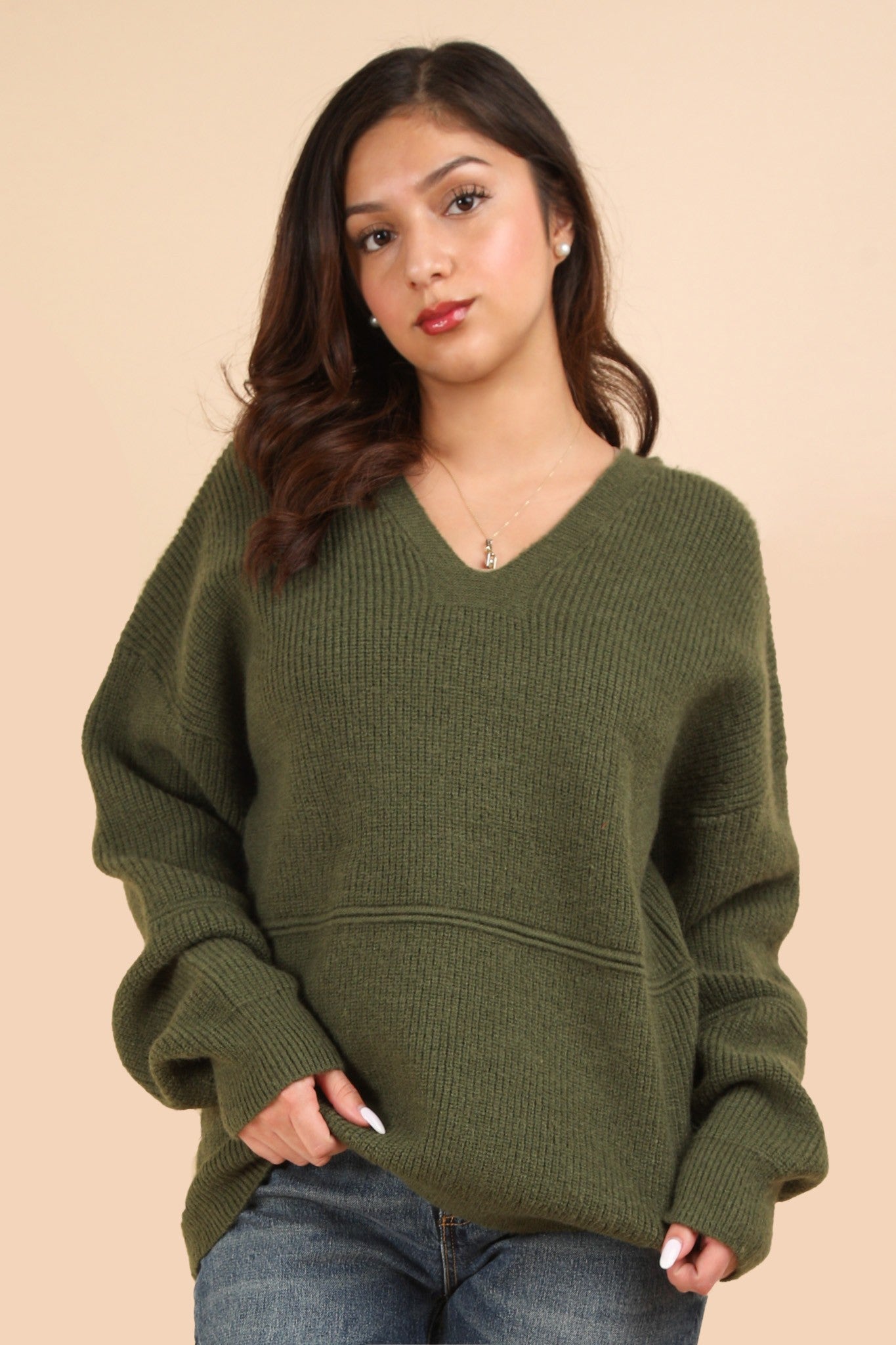 Cozy Oversized Knit Sweater Hoodie Top