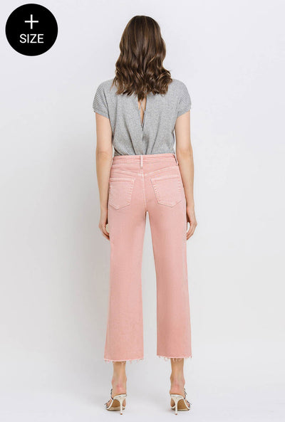 Pink High Rise Cropped Wide Leg