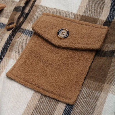 Brushed Plaid Long Coats With Pockets