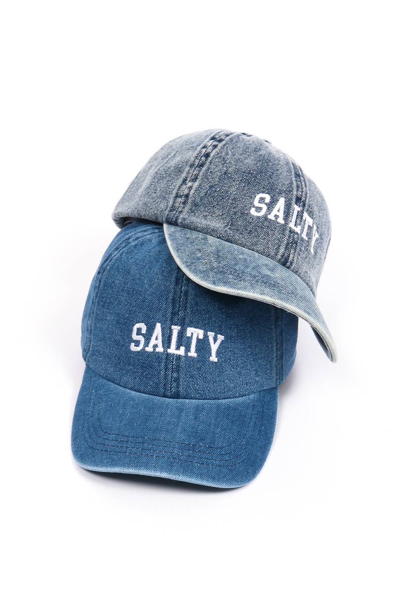 SALTY Embroidered Denim Baseball Cap