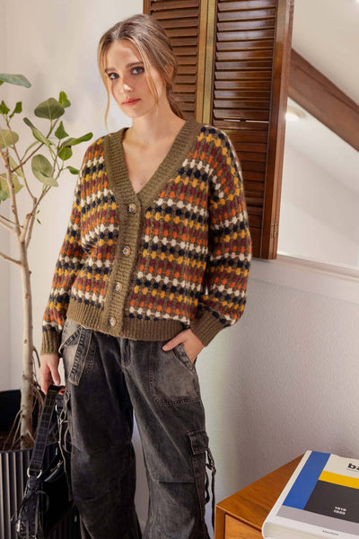 Multicolor Boyfriend Knit Cardigan