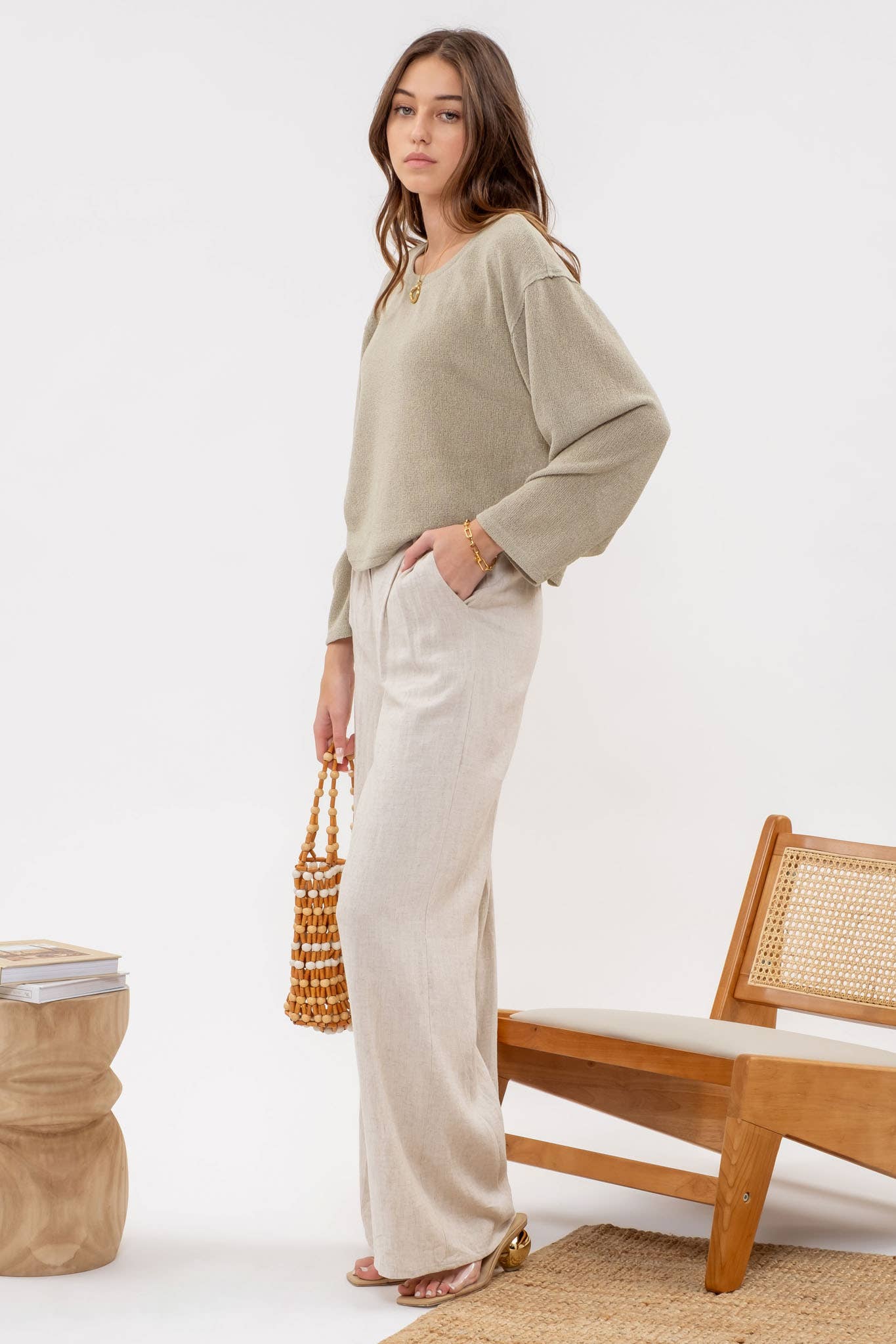 Solid Relaxed Raw Edge Knit Top