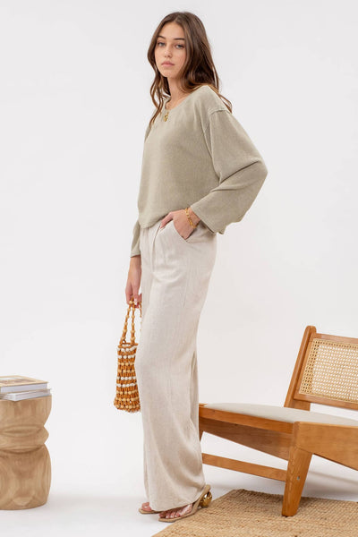 Solid Relaxed Raw Edge Knit Top