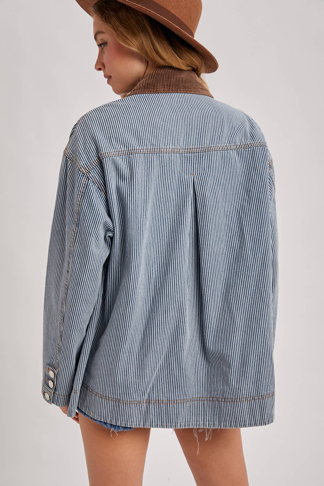DENIM CORDUROY COLLAR CONTRAST BARN COAT