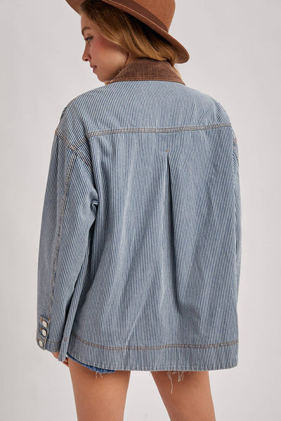 DENIM CORDUROY COLLAR CONTRAST BARN COAT