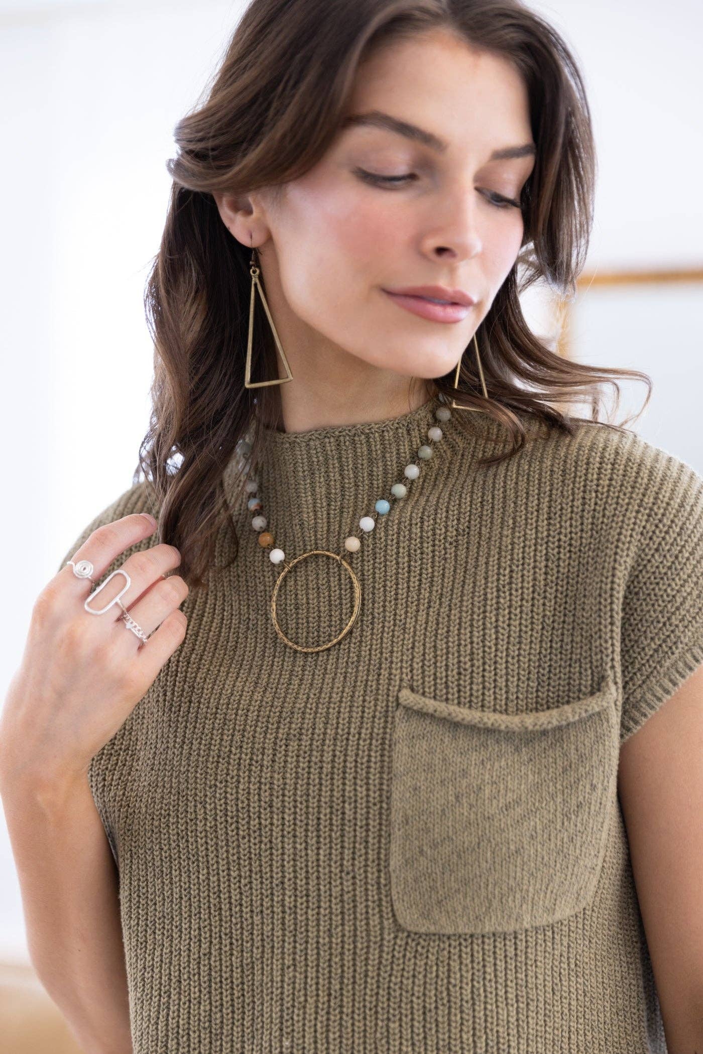 Full Circle Stone Stunner Necklace: Jasper