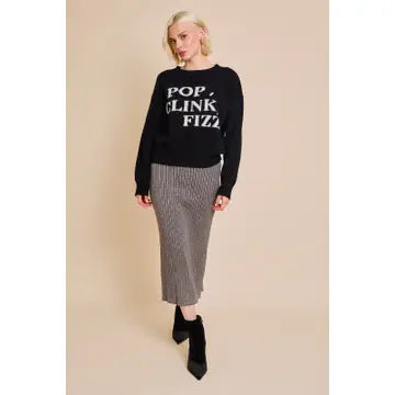 "Pop Clink Fizz" Knitted Pullover Sweater