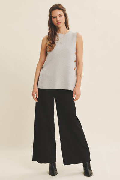 OLIVE WIDE-LEG ANKLE LENGTH PANTS