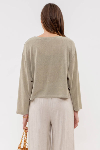 Solid Relaxed Raw Edge Knit Top