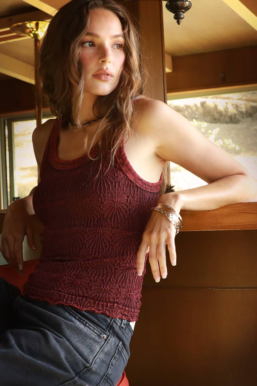 Vintage Reversible Lace Top: Vintage Ruby Wine OS