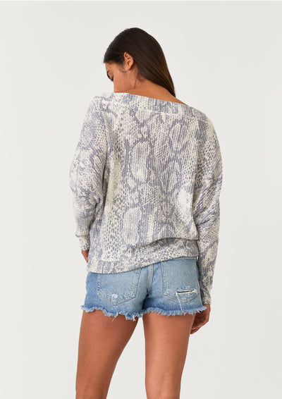 Snake Print Wide Neck Sweater Top