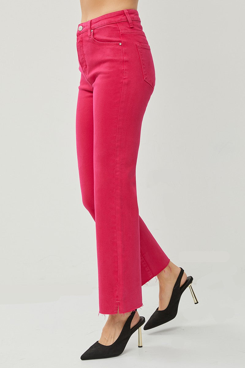 Fuchsia High Rise Straight Jeans