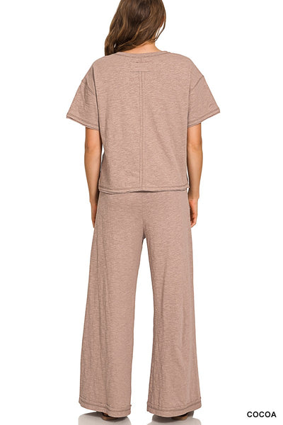 Cotton Slub Short Slv Tee & Pants Set
