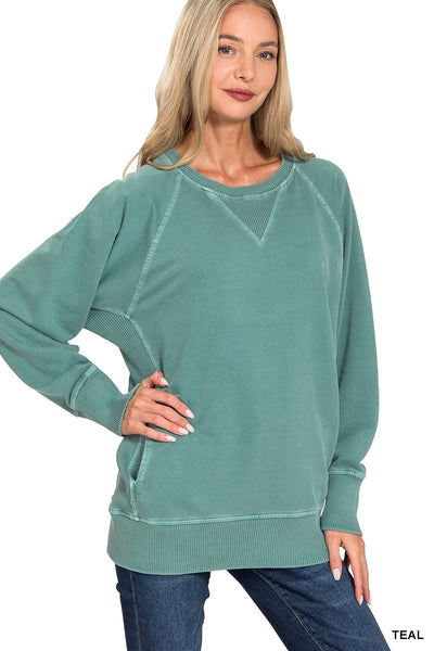 Pigment Dyed French Terry Pullover With Pockets