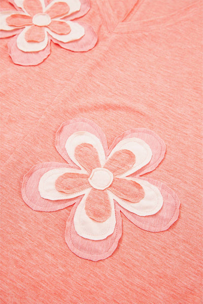Floral Patchwork V Neck Long Sleeve