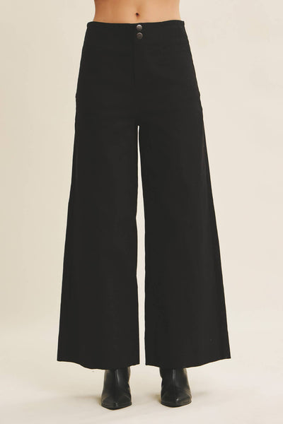 OLIVE WIDE-LEG ANKLE LENGTH PANTS