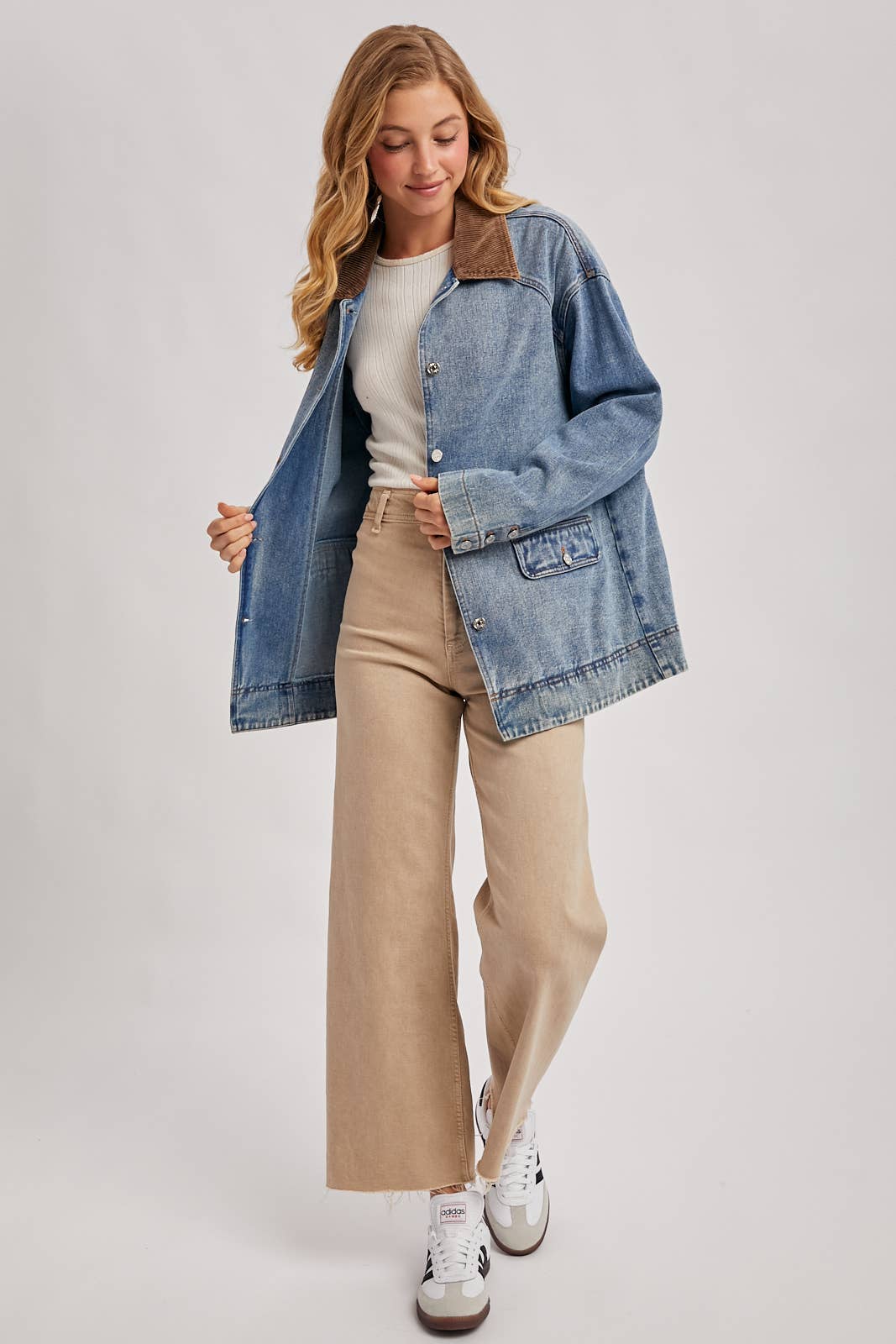 DENIM CORDUROY COLLAR CONTRAST BARN COAT