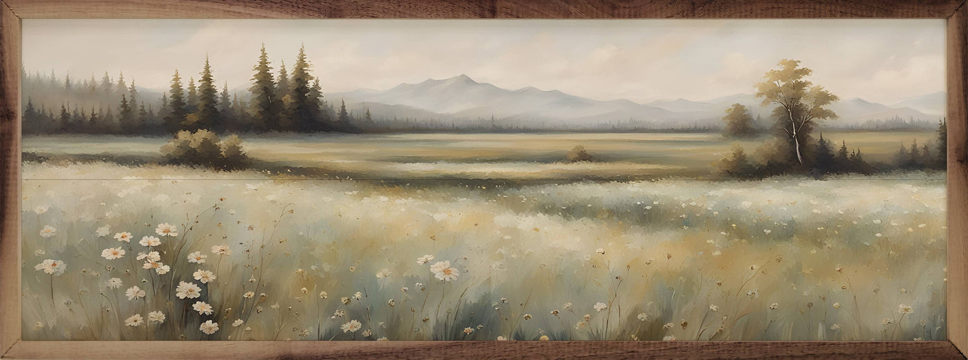 Valley With Flowers Left: 24 x 8 x 1.5