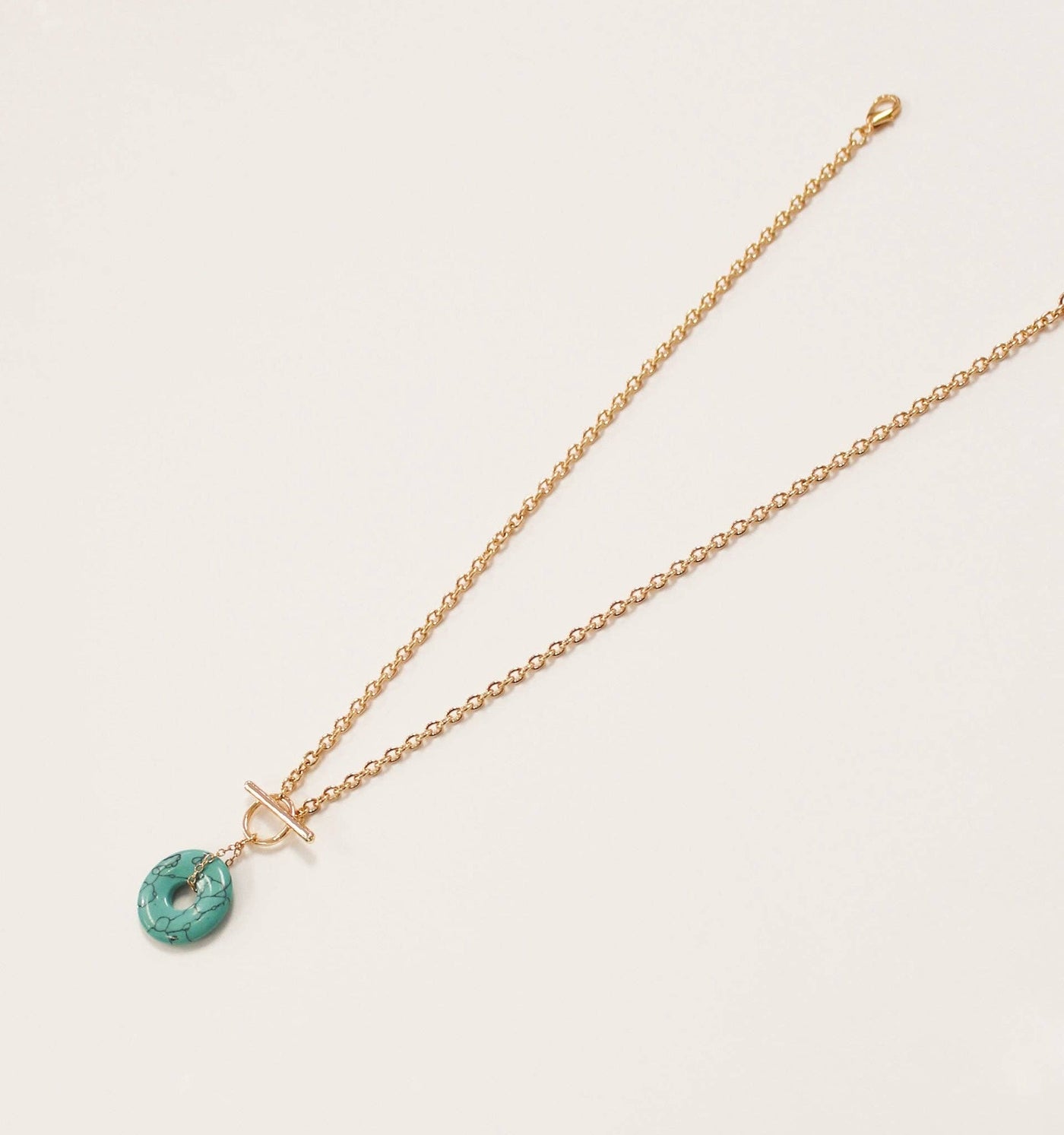 Short Necklace | Toggle. Gold & Turquoise