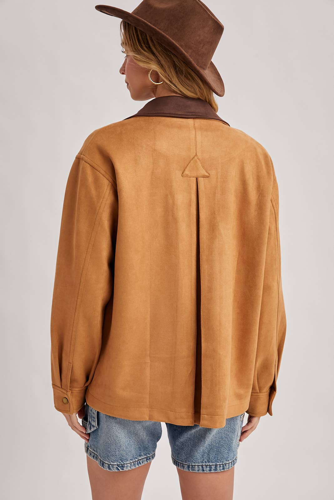 BUTTON DOWN FAUX SUEDE BARBOUR JACKET