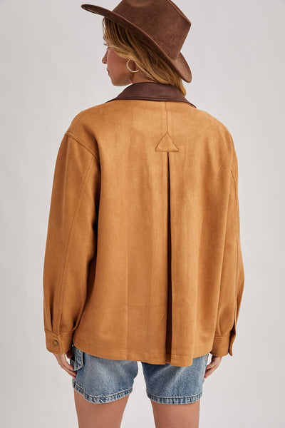 BUTTON DOWN FAUX SUEDE BARBOUR JACKET