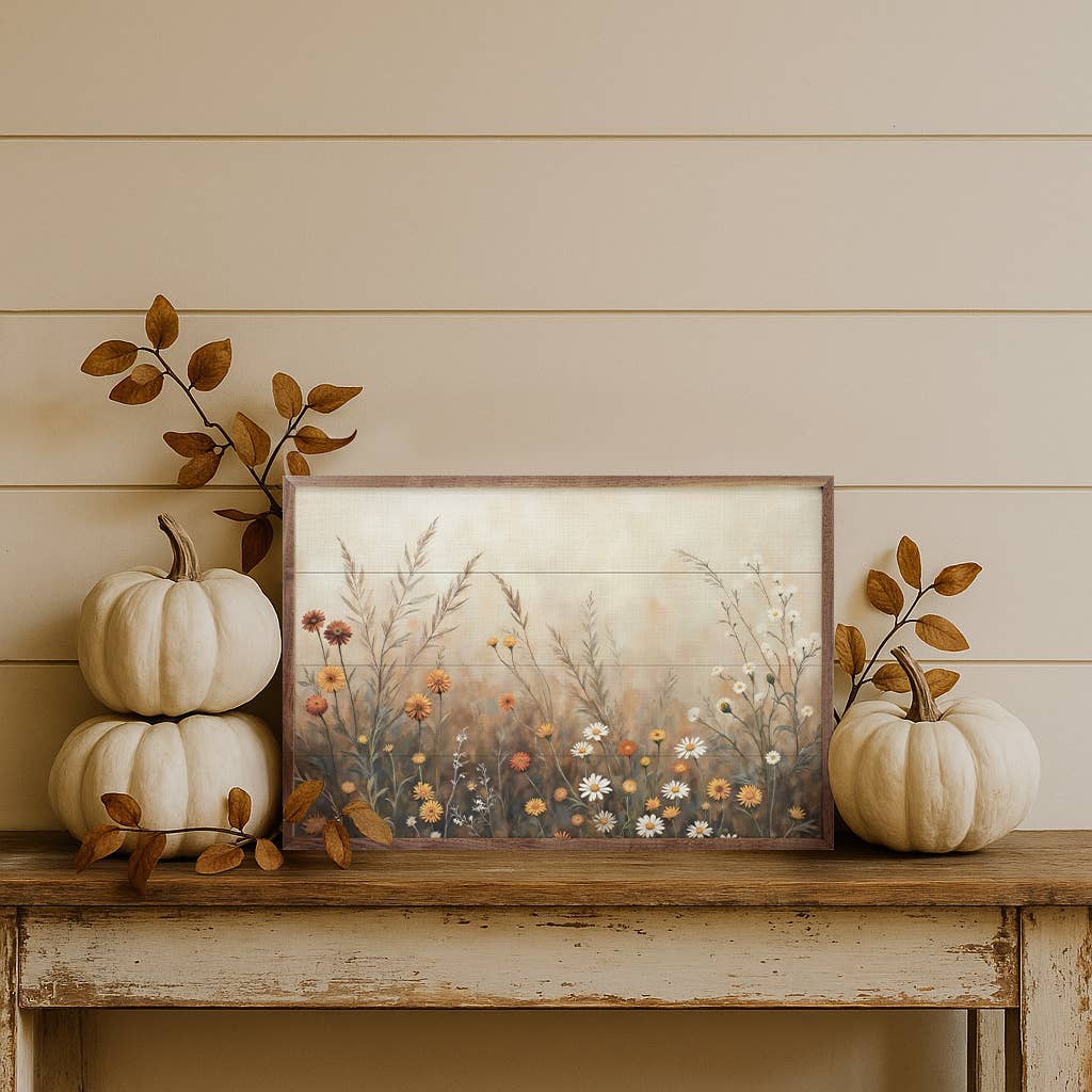 Fall Field With Mums And Daisies: 16x10