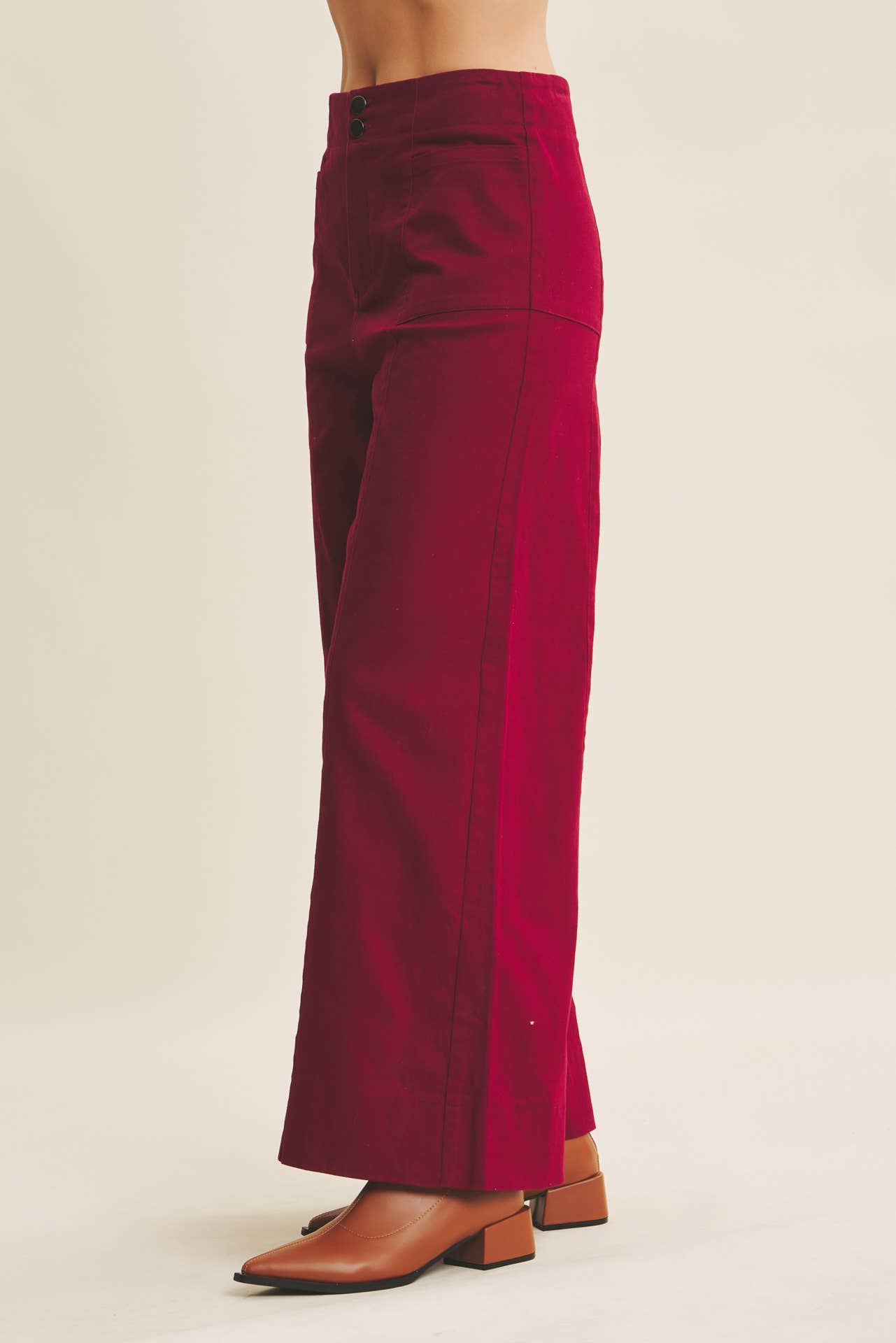 OLIVE WIDE-LEG ANKLE LENGTH PANTS