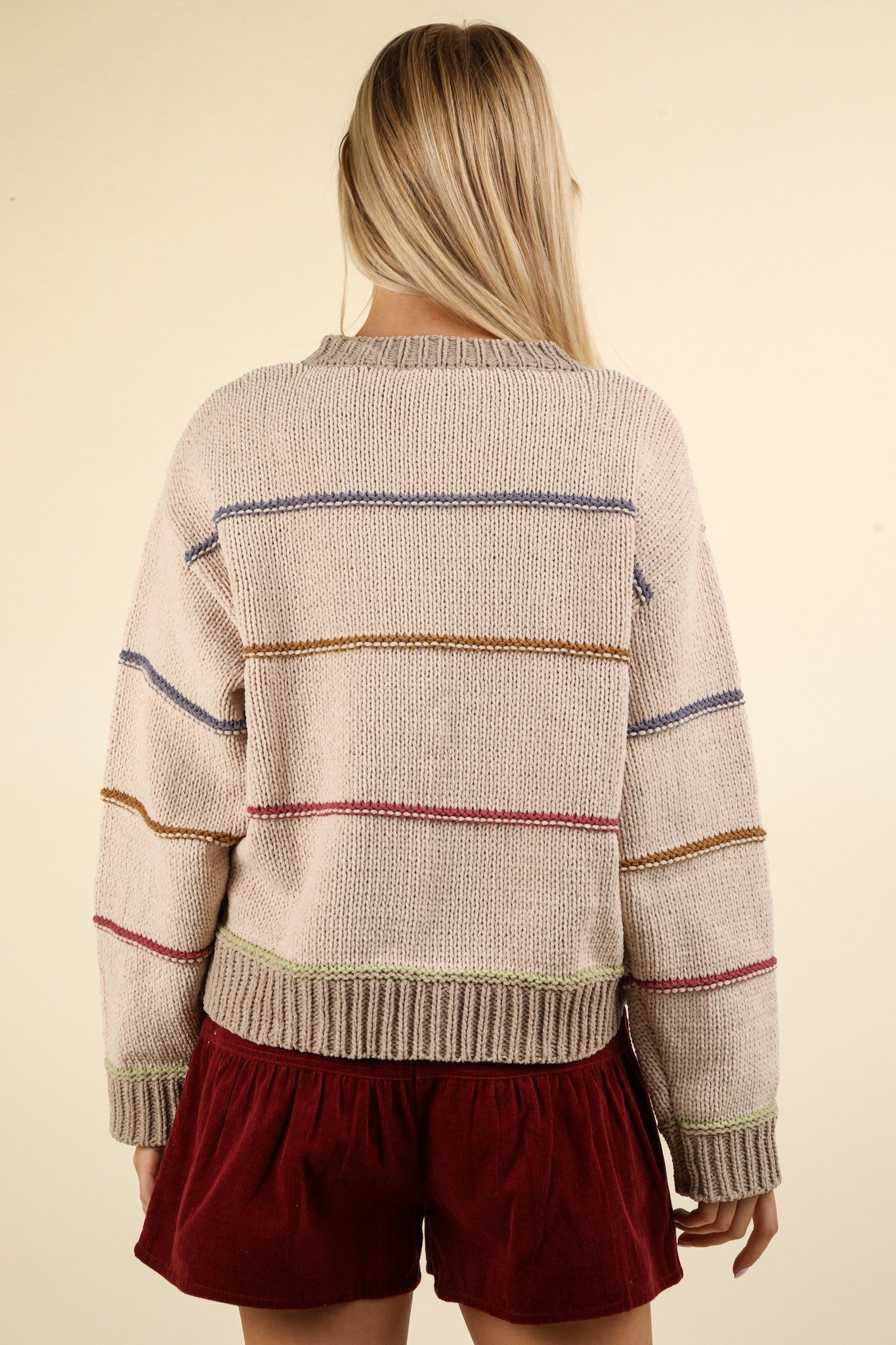 Melow Color Stripe Button Down Sweater Cardigan