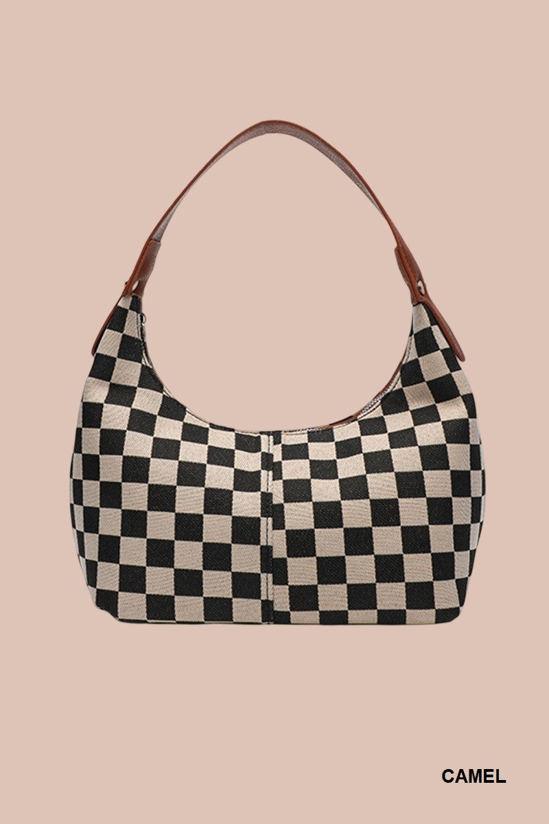 Checkered Underarm Shoulder Handbag