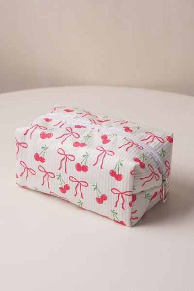 Bow Print Cosmetic Makeup Pouch Bag