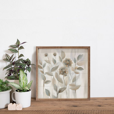 Flowers In Tan: 8 x 8 x 1.5