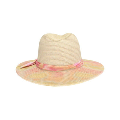 Veda Tie Dye Brim Panama Hat: Pink