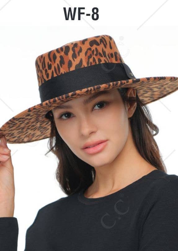Mimi Felt Leopard Boater Hat