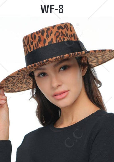 Mimi Felt Leopard Boater Hat